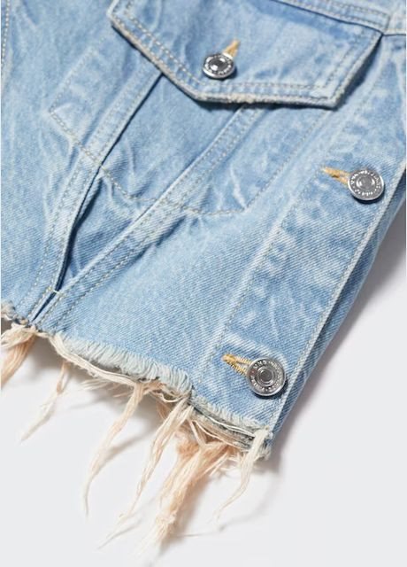 Синя демісезонна актуальна джинсова укорочена куртка оверсайз вільного крою Mango