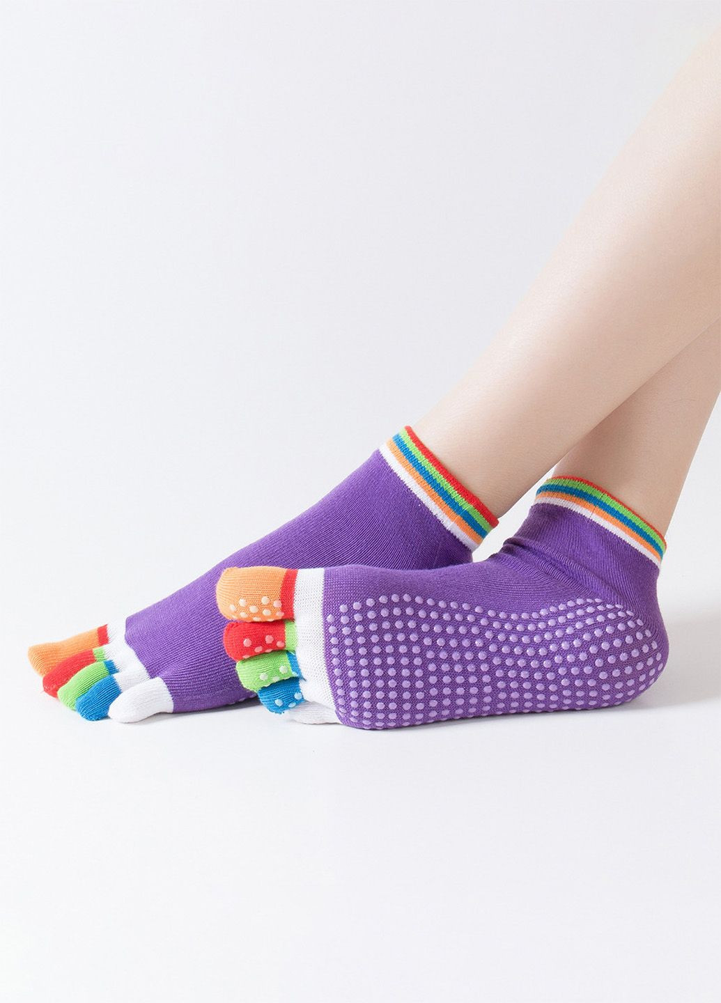 Фиолетовые носки для йоги однотонные (359377092)