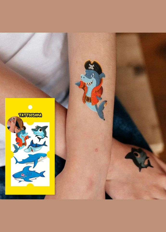 Набор временных татуировок "Акулы" WS-A002, 5 картинок No Brand (330602524)