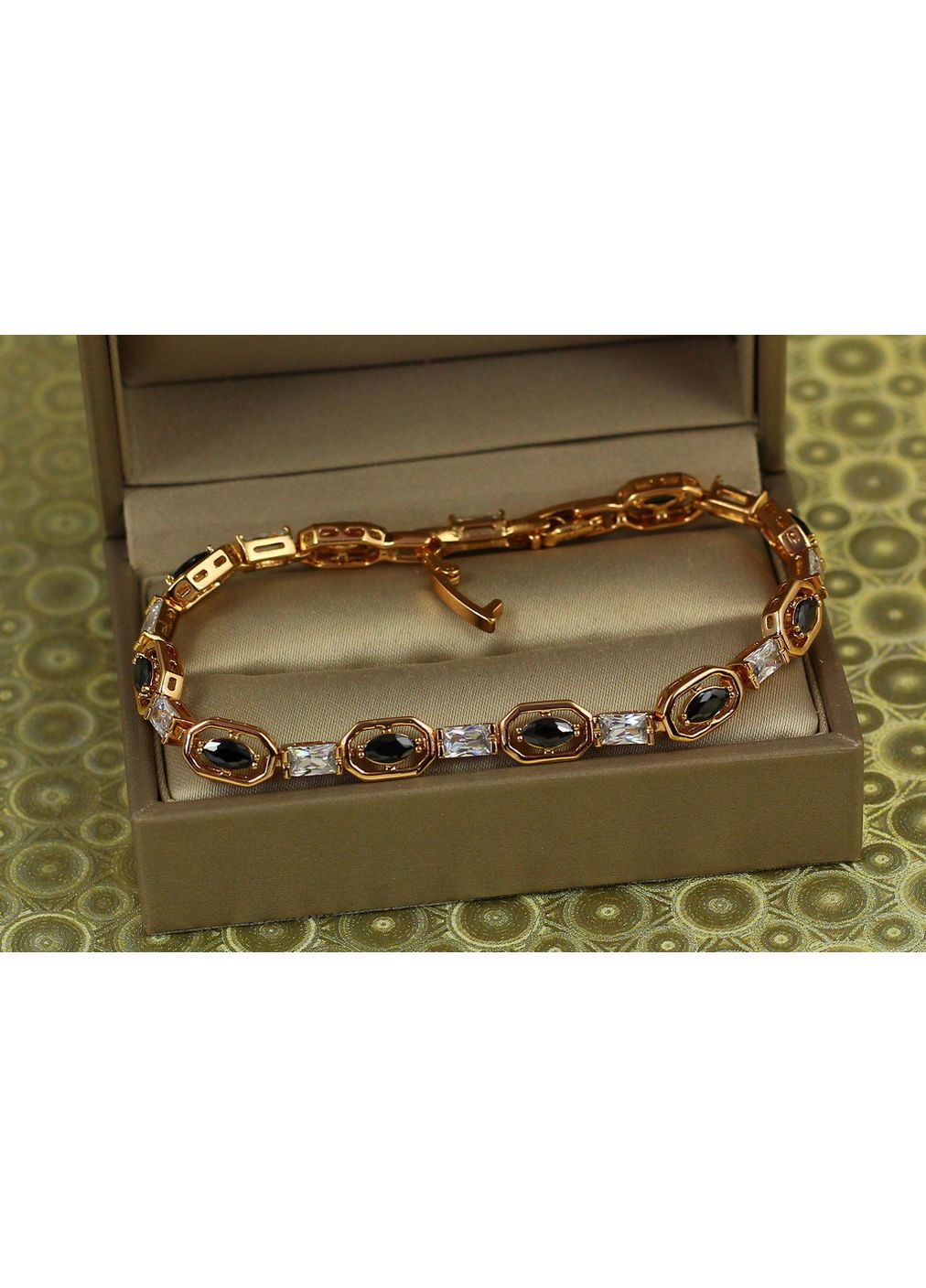 Браслет Мираж с черными и белыми камнями 19 см 6 мм золотистый love-shopping Xuping Jewelry (355800586)