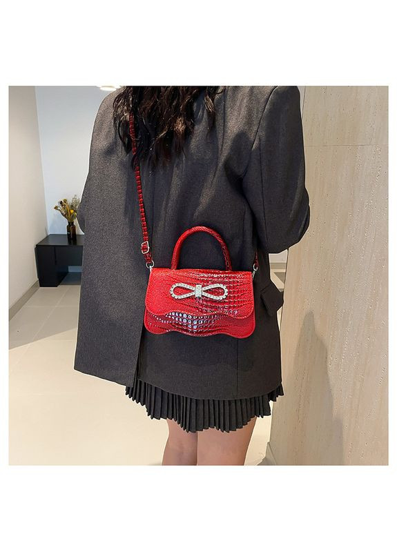 Жіноча сумка 8012 крос-боді рептилія червона No Brand (313235620)