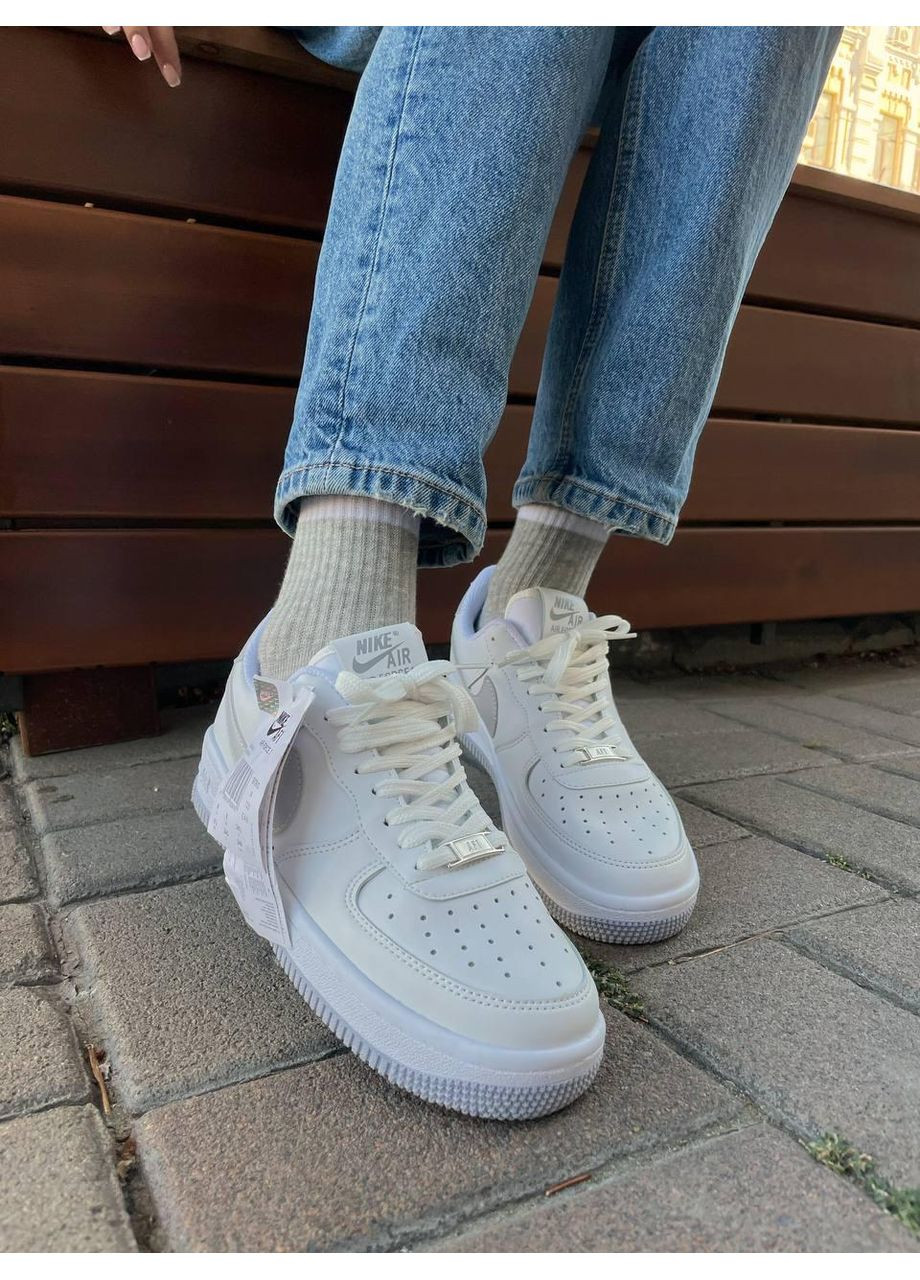 КРОСІВКИ ЖІНОЧІ NIKE AIR FORCE WHITE GREY НАЙК АІР ФОРС 1 ПРЕМІУМ No Brand сірі демісезони (367169346)
