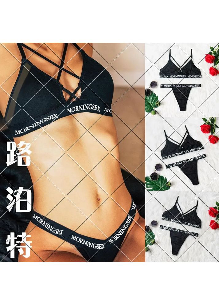 Чорний демісезонний сексуальна білизна спідня білизна з принтом на трусиках. спортивний комплект спідньої білизни для спортзалу, 2xl China