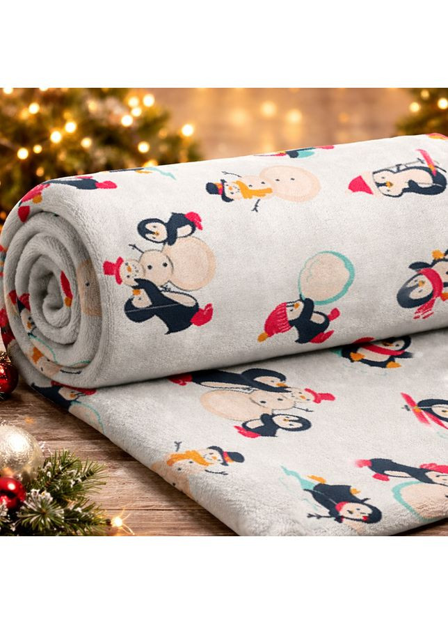 Новорічний плед з пінгвінами 150/200 (LLT-111443) Lelit (373644834)