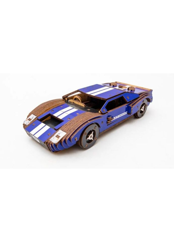 Деревянный 3D конструктор Fast car Gt, Puzzleоk (Puz-26915), 164 дет. (синий) PuzzleOK (367189132)