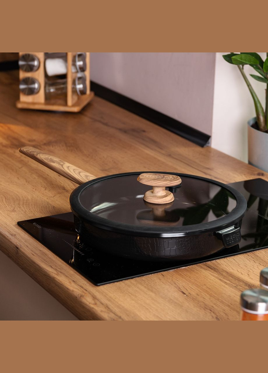 Сковорода универсальная Designed алюминиевая 24 см с антипригарным покрытием, черный MGC (322771191)