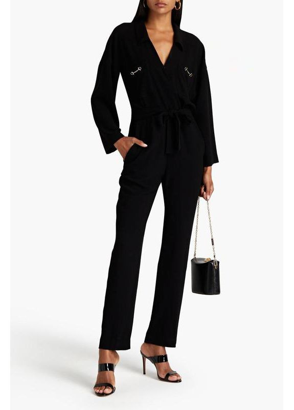 Стильний комбінезон Maje комбінезон-брюки чорний святковий, повсякденний, вечірній, діловий, кежуал поліестер, ацетат