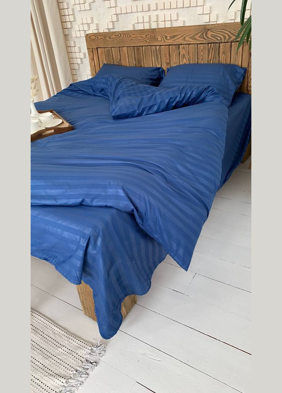 Сімейний КПБ мікро страйп сатин "Волошковий" (145х210, 70х70) Glav Textile (297365394)