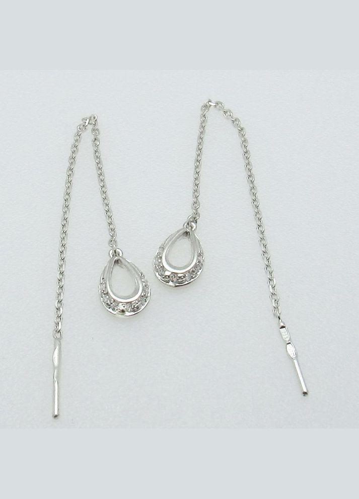Срібні сережки протяжки з ланцюжками "Краплі" No Brand (350667472)