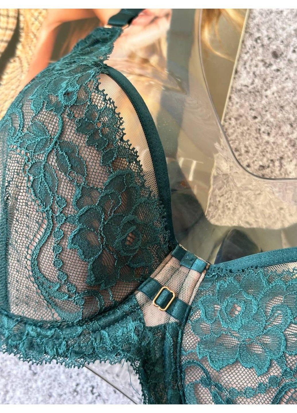 Смарагдовий мереживний м'який бюстгальтер смарагдовий Lanny Mode