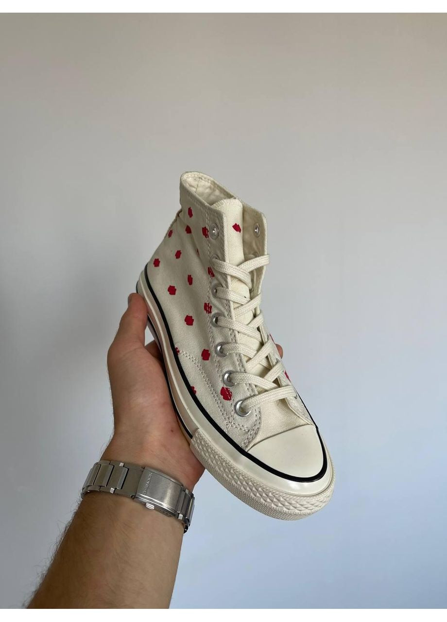 Білі Осінні кеди чоловічі converse chuck 70 embroidered lips white конверс No Brand