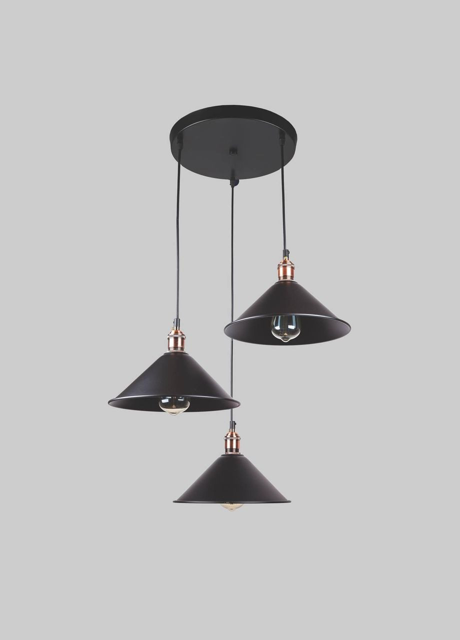 Чорна люстра з трьома підвісами лофт (52-839F-3 BK (300)) No Brand (370072522)