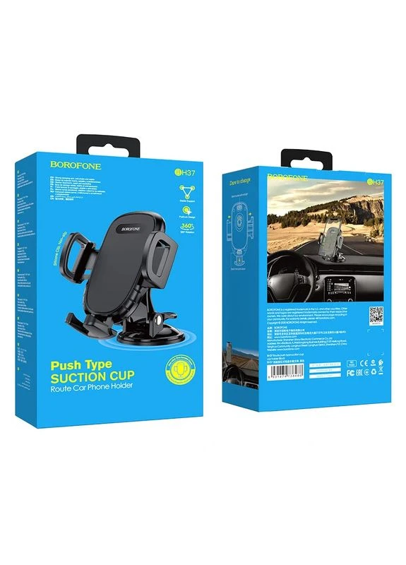 Автотримач для телефона BH37 Route push type suction cup car holder Black Borofone (389915355)