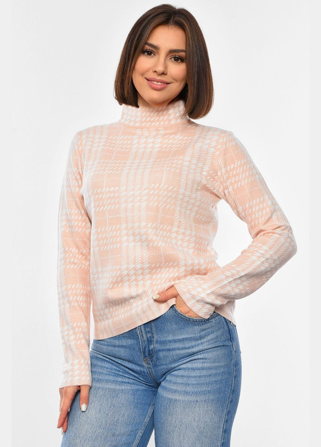 Персиковий демісезонний светр жіночий персикового кольору пуловер Let's Shop