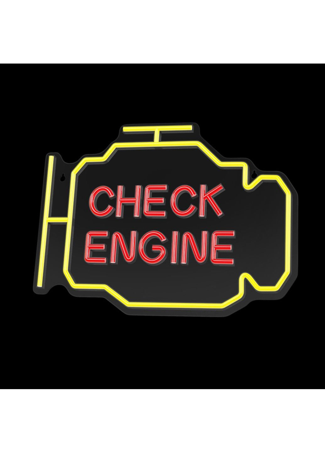 Настенный неоновый светильник "Check Engine" желтый + красный USB 40x30 см Smarti (371330750)