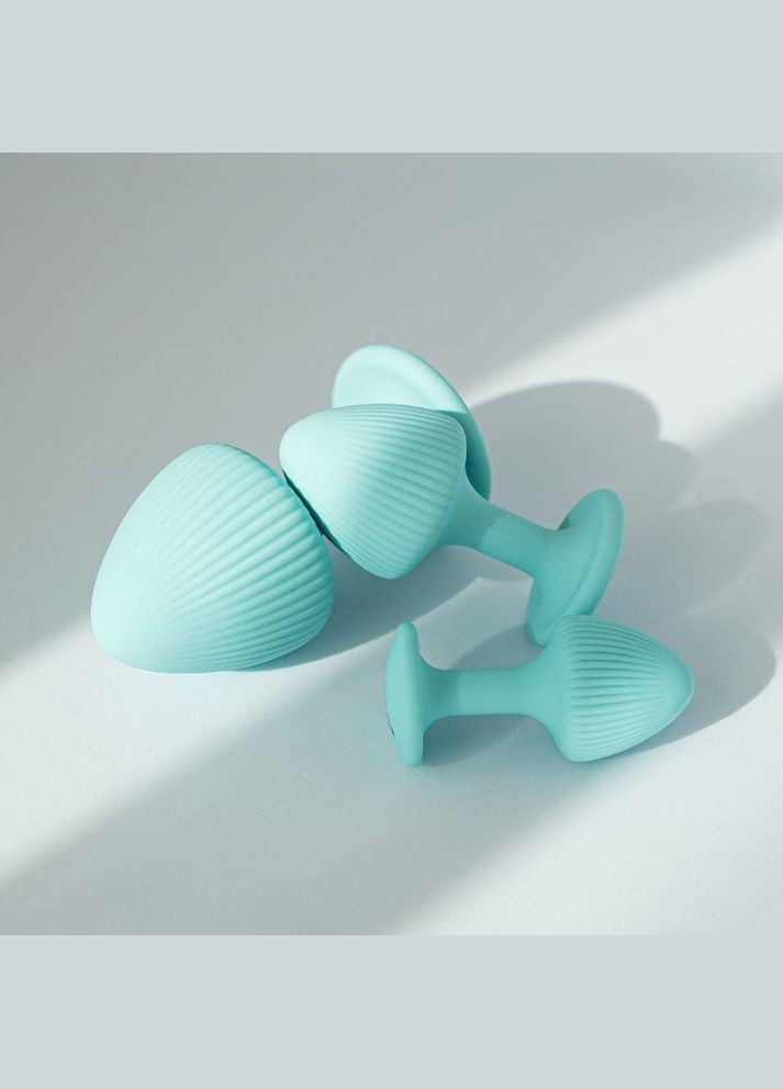 Набір анальних пробок з рельєфом UPKO The Mushroom силіконові, блакитні, 3 шт. No Brand (303908176)