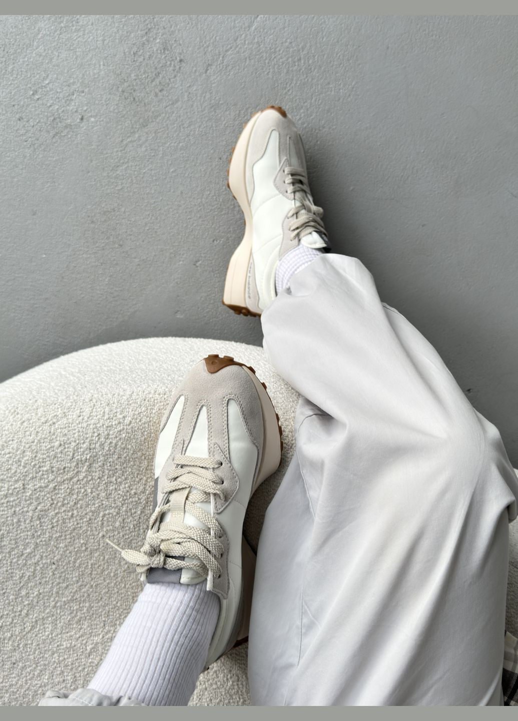 Кросівки жіночі і чоловічі New Balance 327 gray beige | Нью Беланс сірі бежеві No Brand сірі демісезони (316231409)