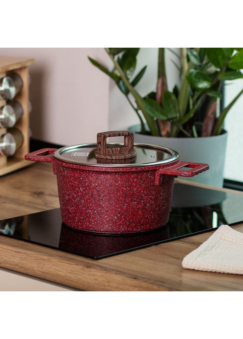 Алюмінієва каструля об'ємом 3 літри з кришкою Ø 20 (см), з антипригарним покриттям HP-4-445R MGC (370800689)