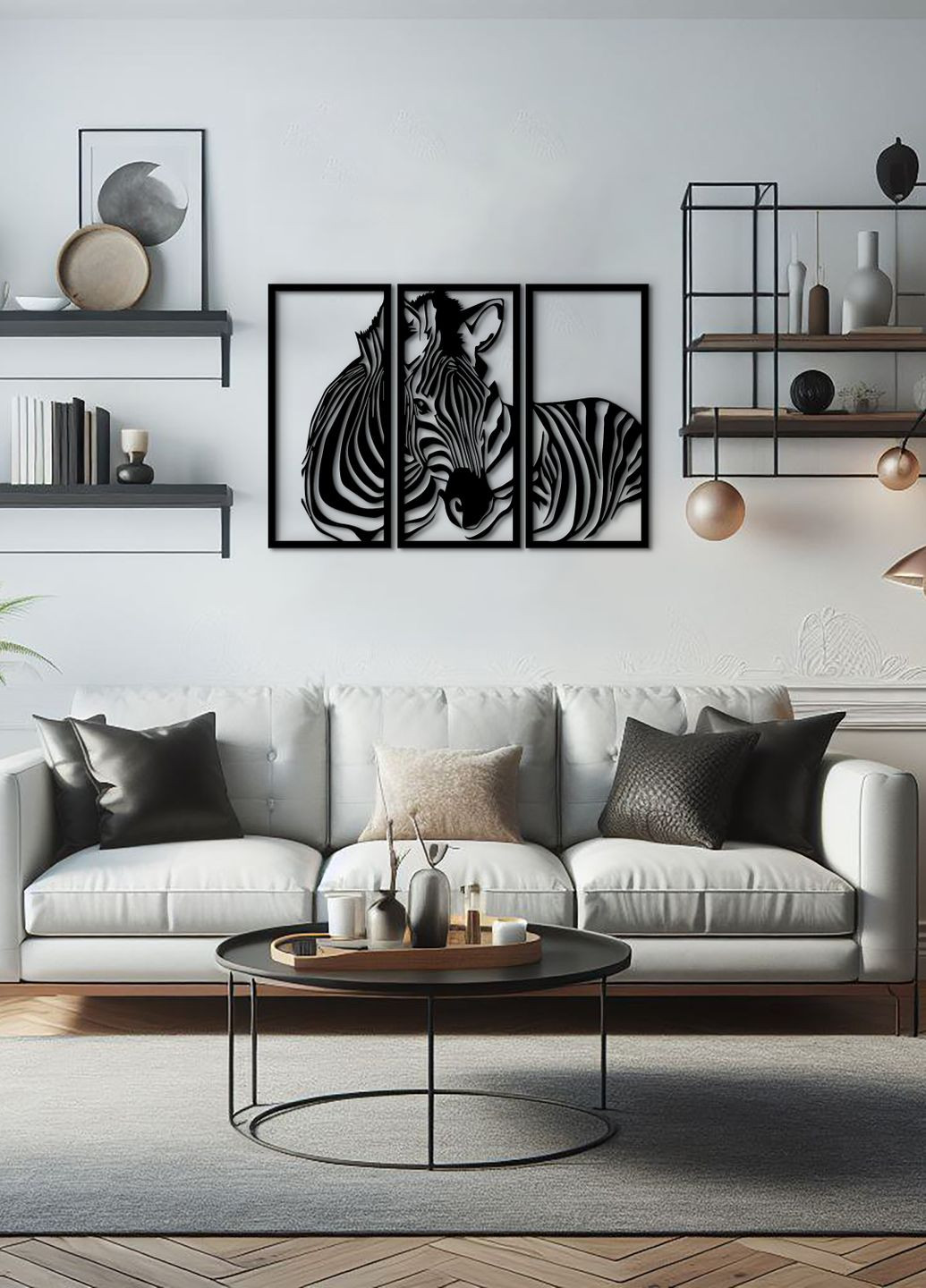 Картина лофт, настенный декор для дома "Зебра модульная картина", декоративное панно 95х135 см Woodyard (292113919)