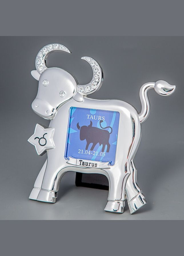 Фоторамка настольная металлическая со стразами Знак зодиак Телес 12х12 см 1308N Lefard (346152218)