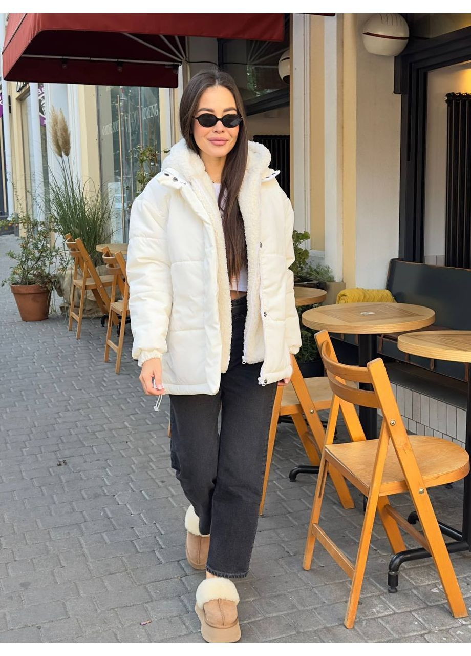 Белая теплая женская зимняя куртка No Brand