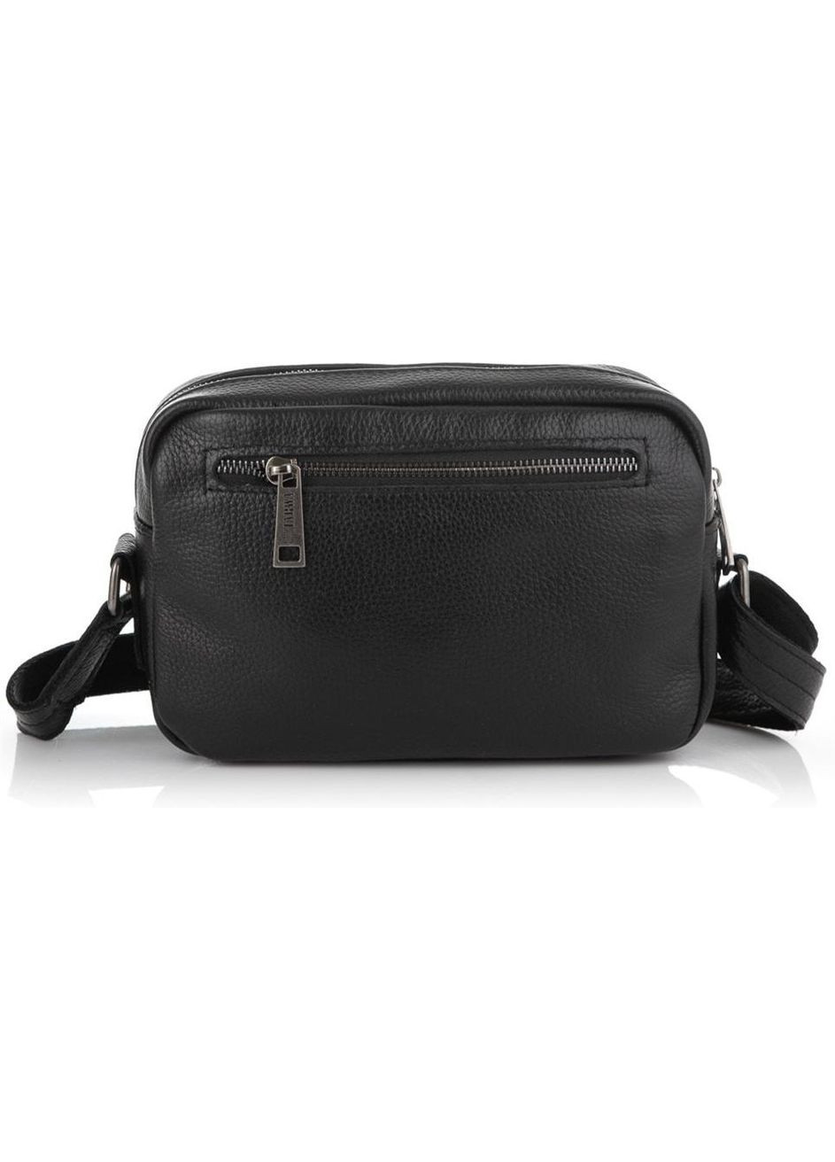 Сумка крос-боді через плече чоловіча з натуральної шкіри для телефону та для документів маленька Чорний 38144 TARWA (355245392)