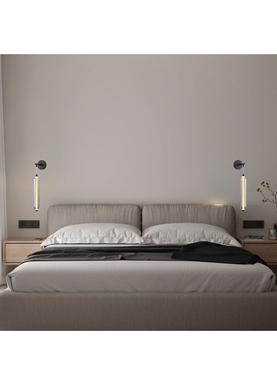 Настінний скляний світильник/бра 5W (88-W39321 BK+SM) No Brand (370071095)