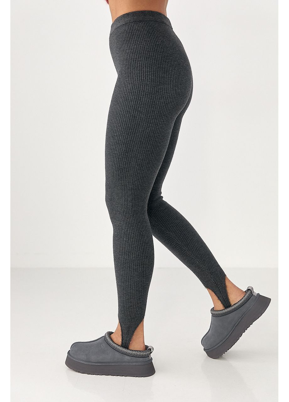 Утепленные лосины в рубчик со штрипками - серый цвет Lurex (370601950)