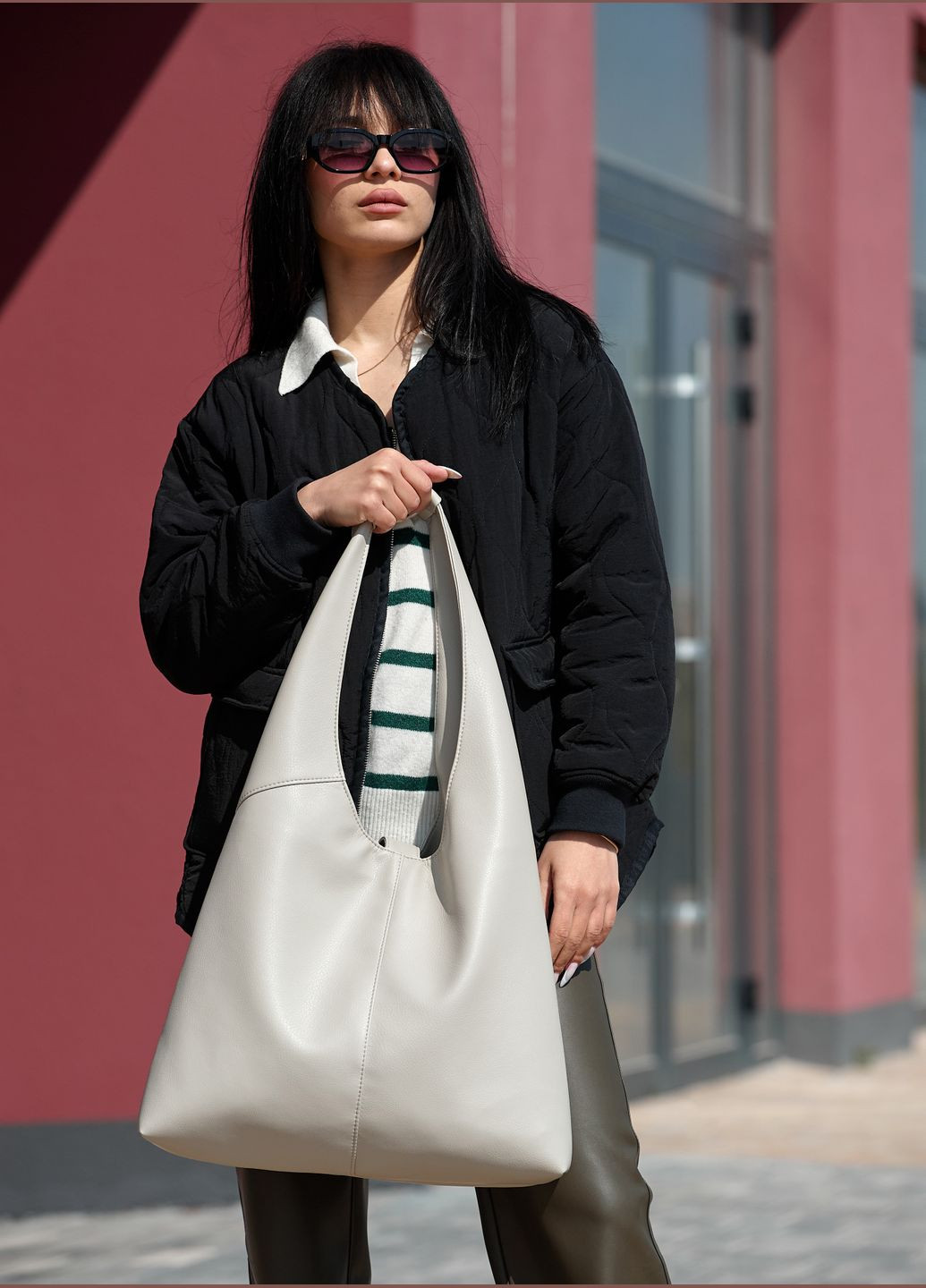 Женская сумка хобо серый шелк Sambag (325403370)