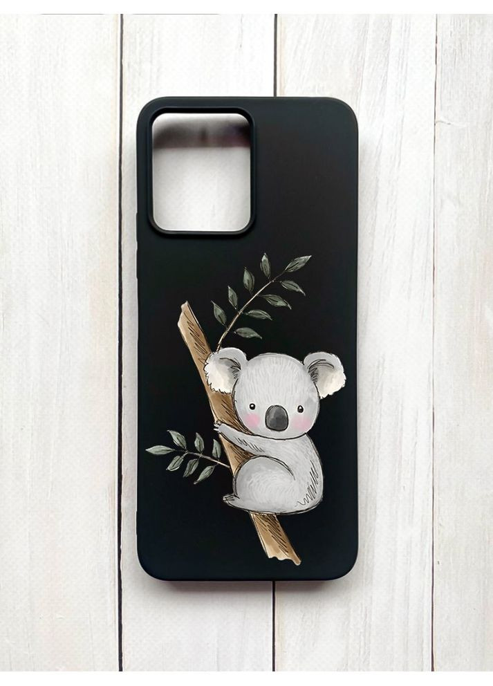 Матовий чохол на Xiaomi Redmi 12 Чорний Коала (принт 132) Creative (360661504)