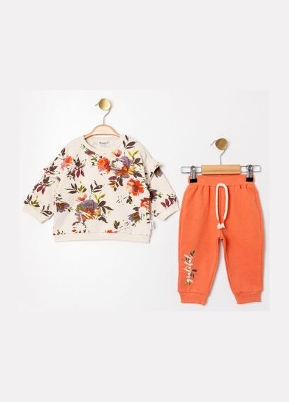 Кремовый демисезонный свитшот + брюки 18482 и оранжевый Miniworld