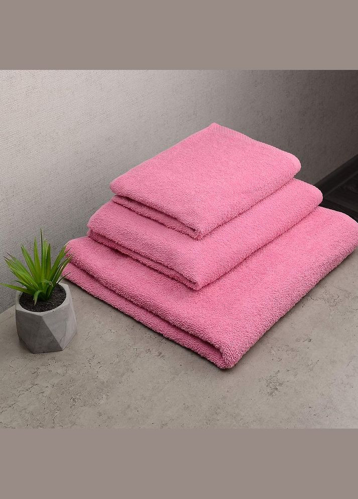 Набір махрових рушників 3шт 40х70см, 50х90см, 70х140см 400г/м2 (Рожевий) GM Textile рожевий
