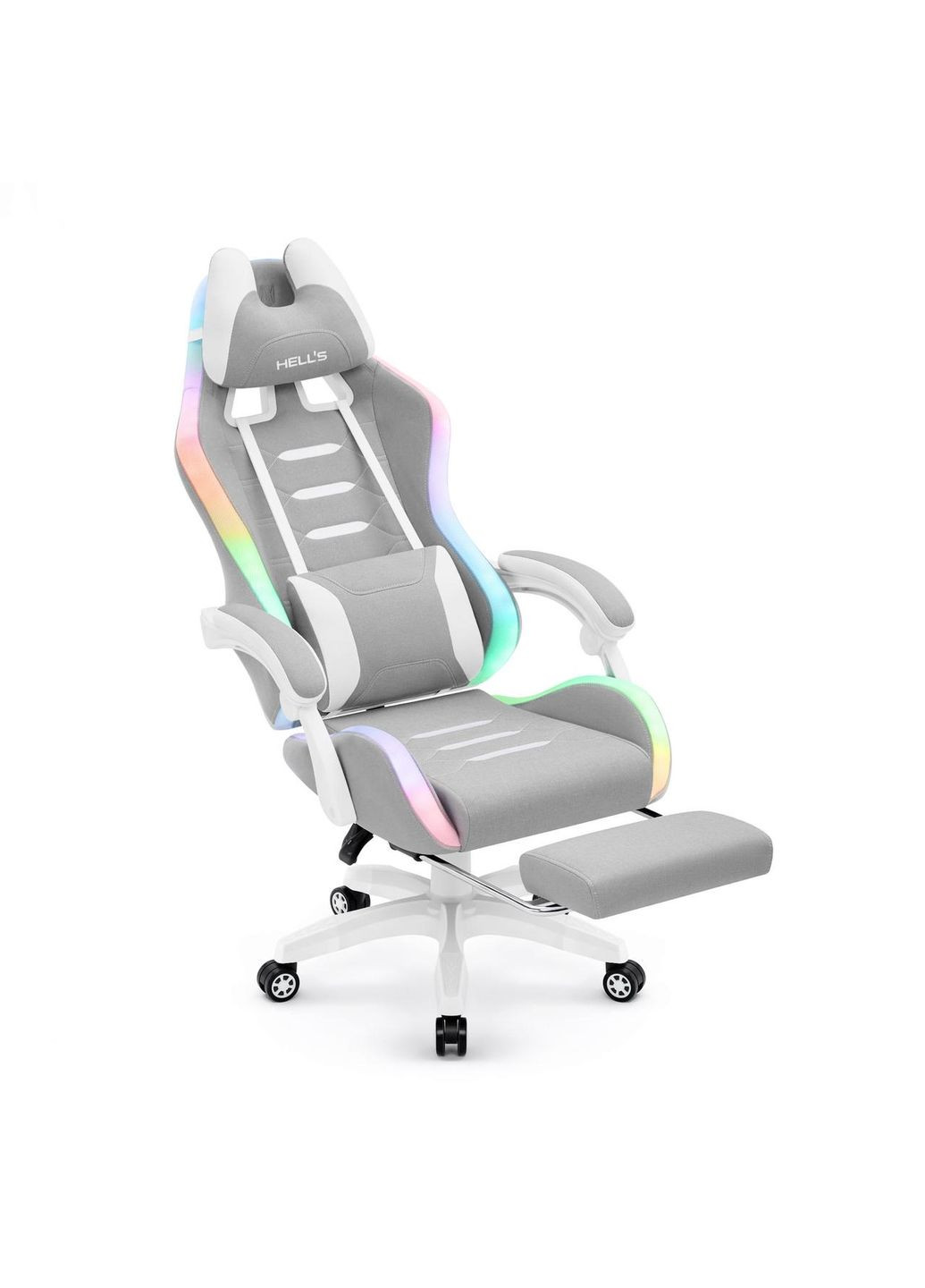 Комп'ютерне крісло HC-1039 LED RGB Grey-White (тканина) No Brand (366888754)