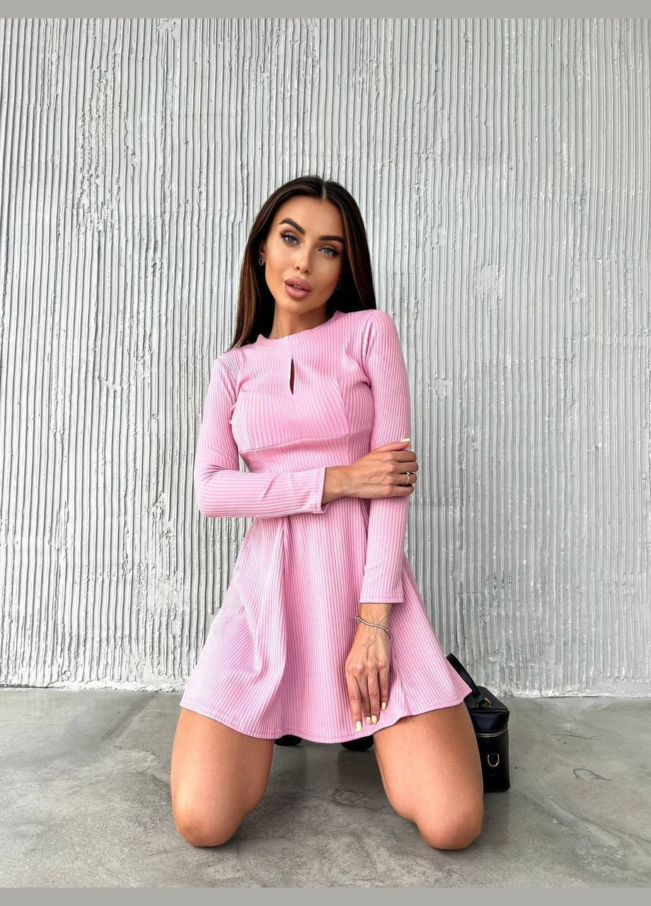 Розовое платье турецкий рубчик-мустанг No Brand