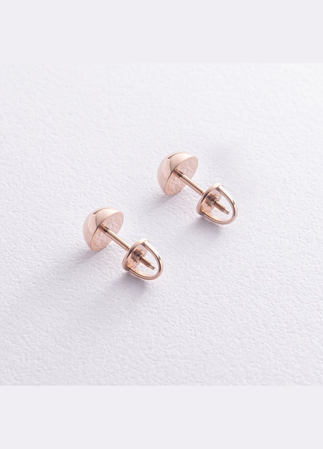 Серьги - пусеты Полусфера в красном золоте (0.7 см) с01570 Oniks (264022370)