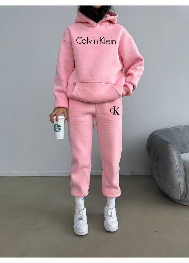 Костюм тринитка на флисе (худые, брюки), цвет Розовый Fashion (370032764)