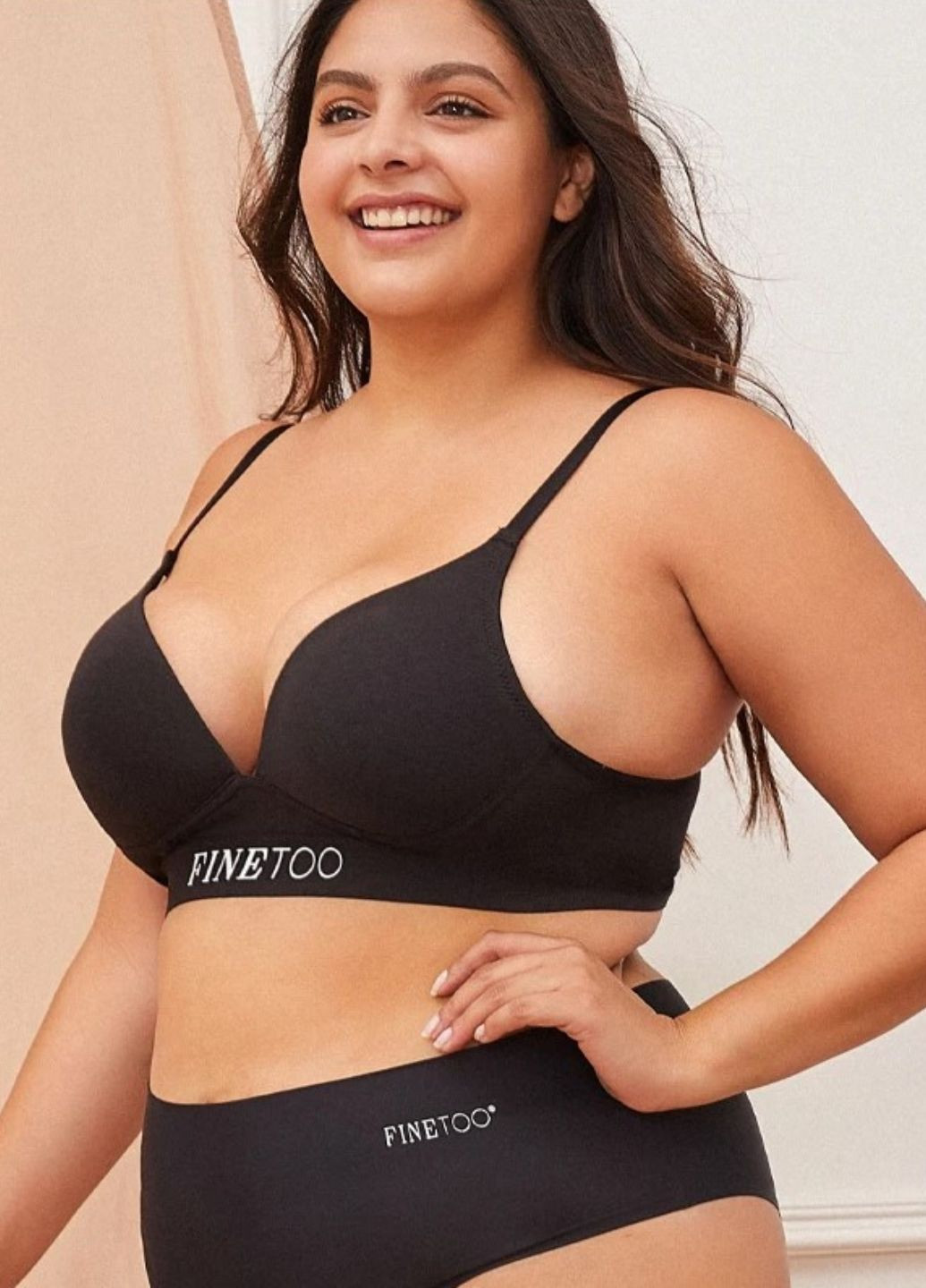 Чёрный бралетт женский формованный хлопковый бюстгальтер perfect comfort (1857-80-01) Finetoo без косточек