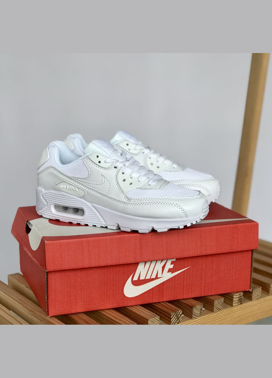 Кроссовки женские и мужские Nike Air Max 90 white | Найк Аир Макс 90 белые No Brand белые демисезоны (307288640)