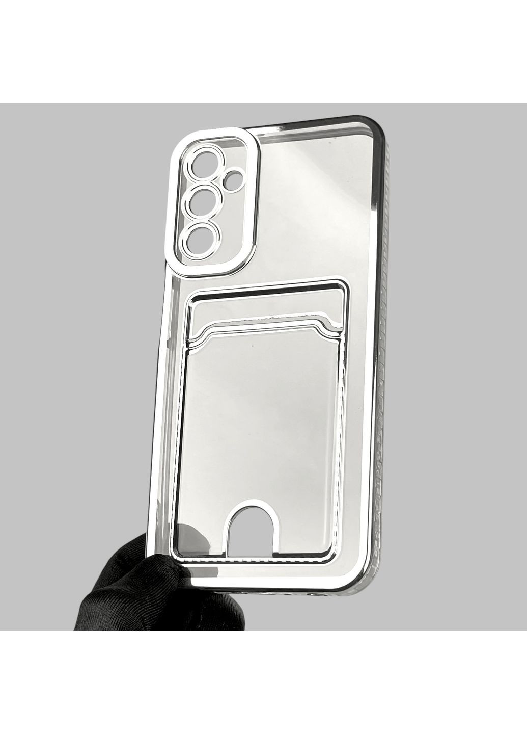 Чехол для Galaxy M34 5G (SM-M346) с серебряной окантовкой с карманом на самсунг м34 серебряный Samsung (366021989)