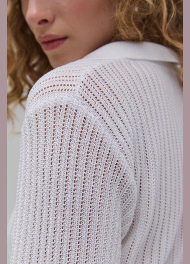 Білий демісезонний жіноче ажурне поло з віскозної пряжі (2717) Triko Bakh