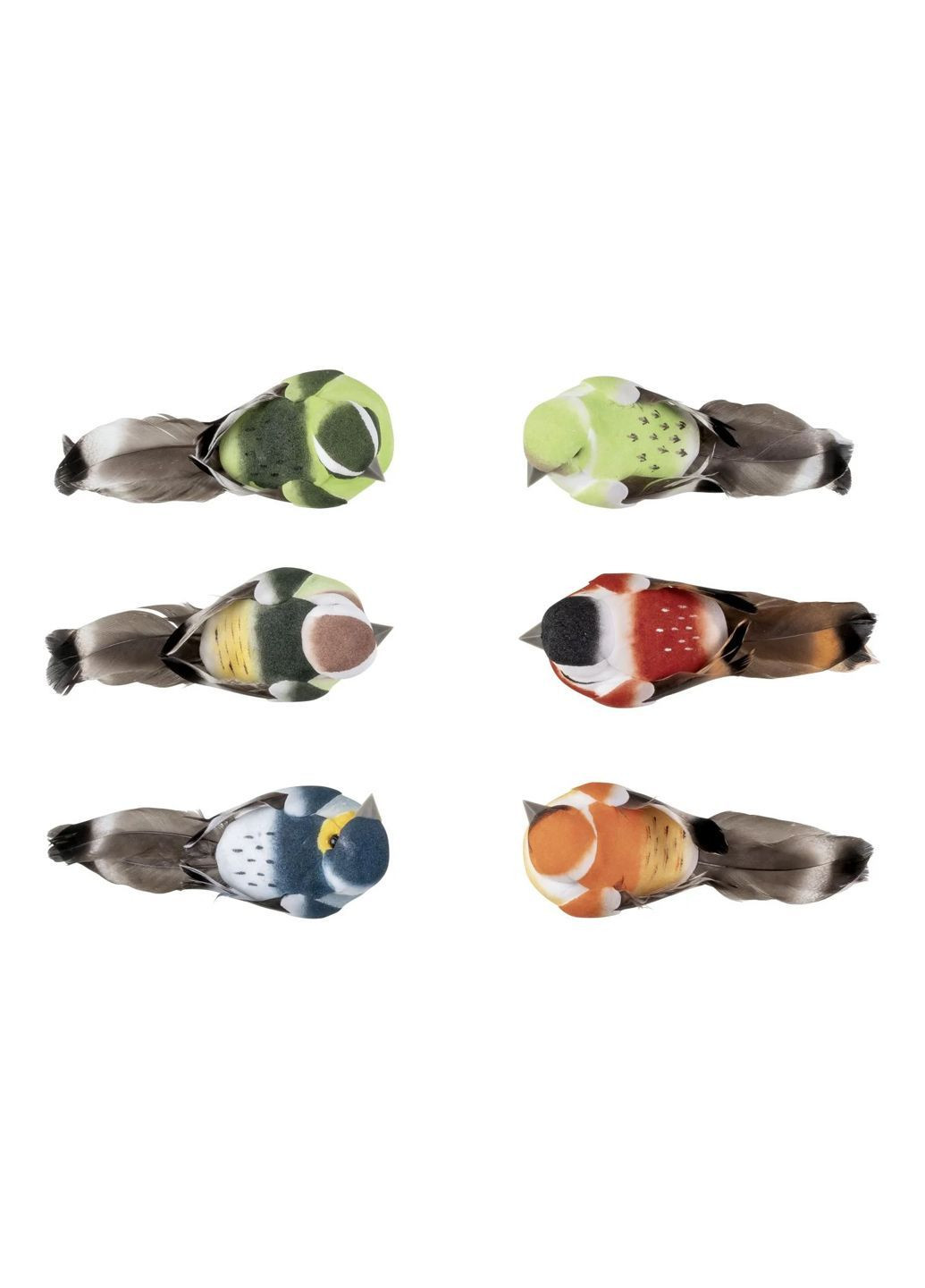 Набор декоративных птичек с натуральными перьями на прищепках 6 шт комбинированный Livarno home (369003096)