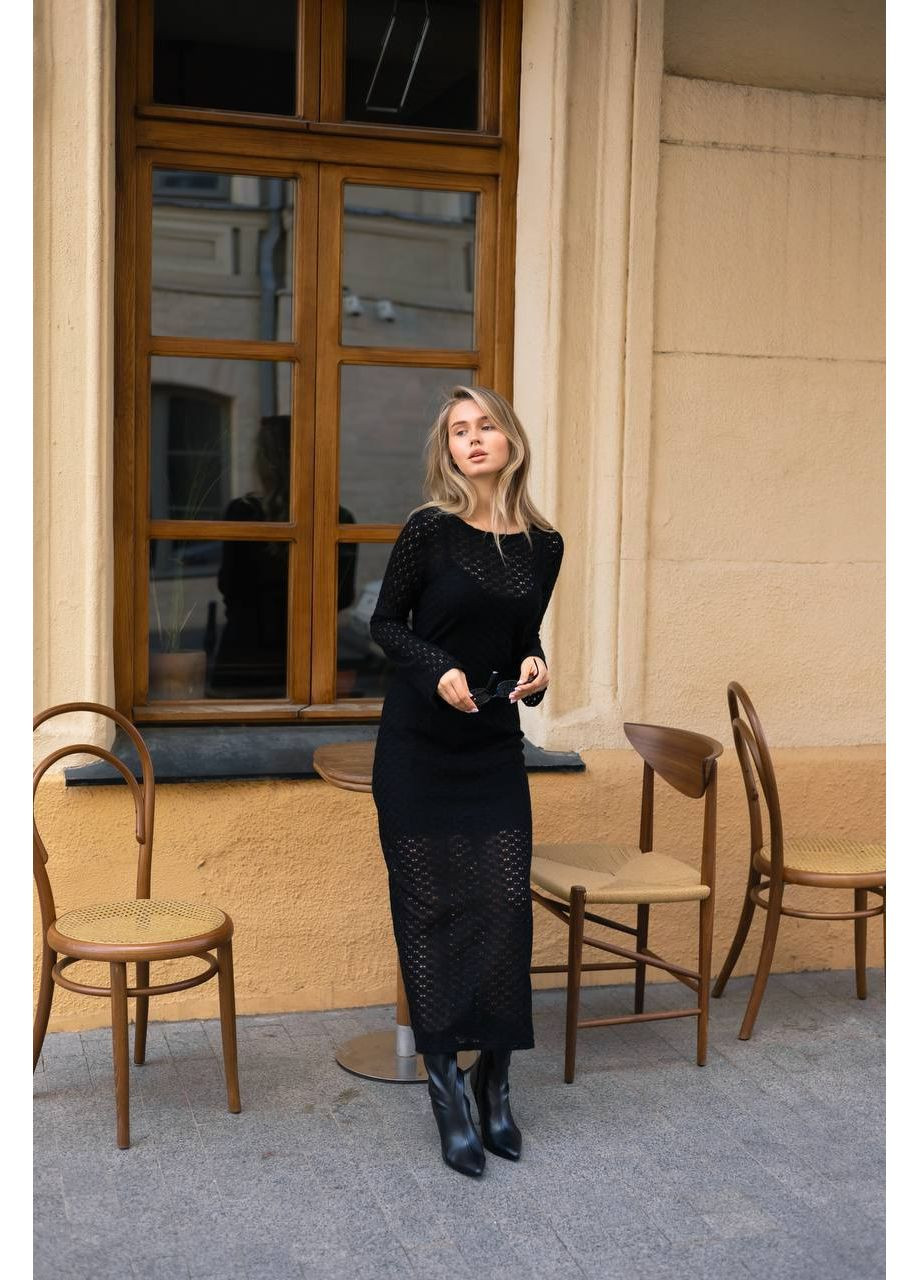 Чорна сукня сітка жіноча довга No Brand