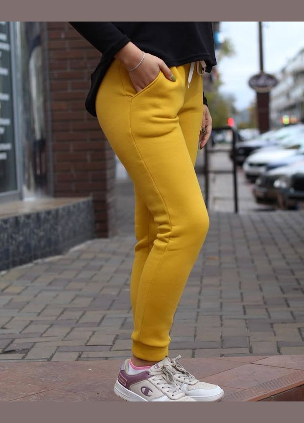 Желтые повседневный зимние брюки No Brand