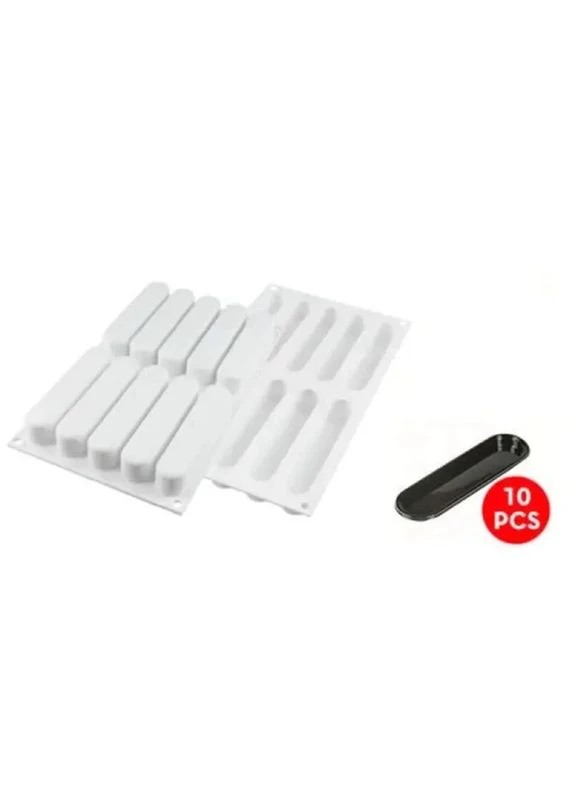 Форма для випікання Fashion Eclair 130 x 25 h 25 mm + каттер + 10 підставок (FASHION ECLAIR 80) Silikomart (396941570)