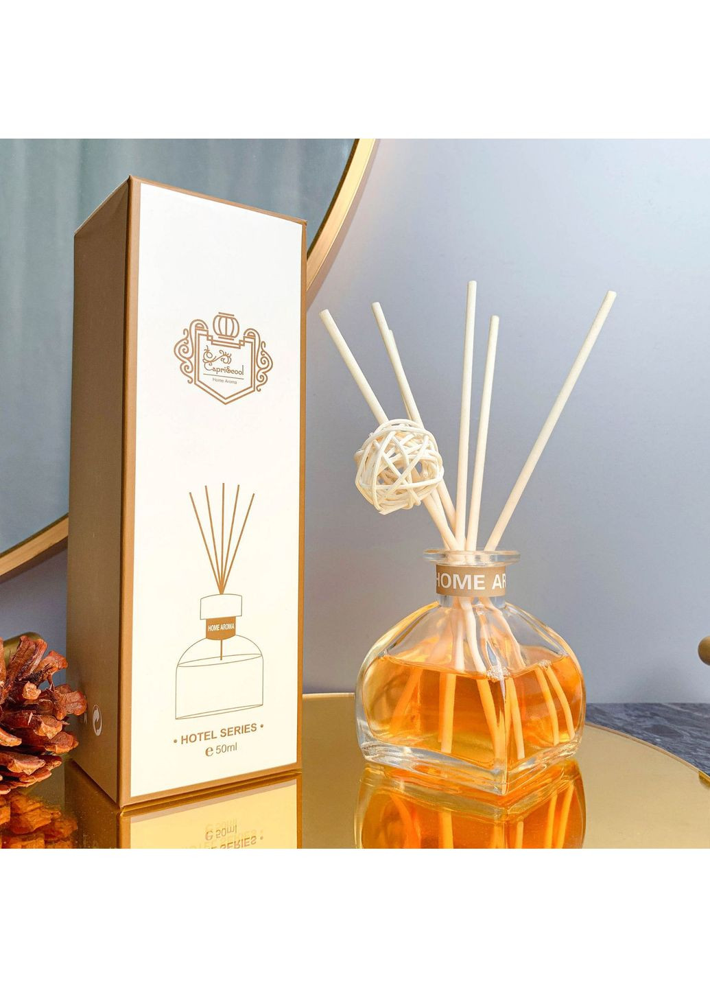 Аромадиффузор Роза парфюм для дома с эфирным маслом тростниковыми палочками натуральный аромат Белый 160_2_0_10C No Brand (369489540)