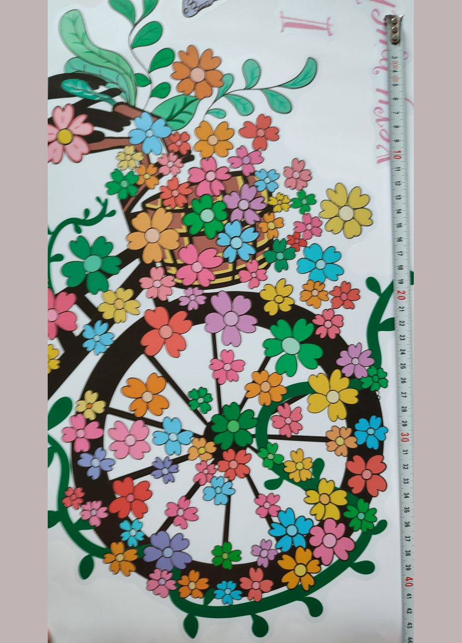 Наклейки в салон краси Дівчина на велосипеді в рожевій сукні (лист 60 х 90 см) Б231-3 No Brand (302242017)