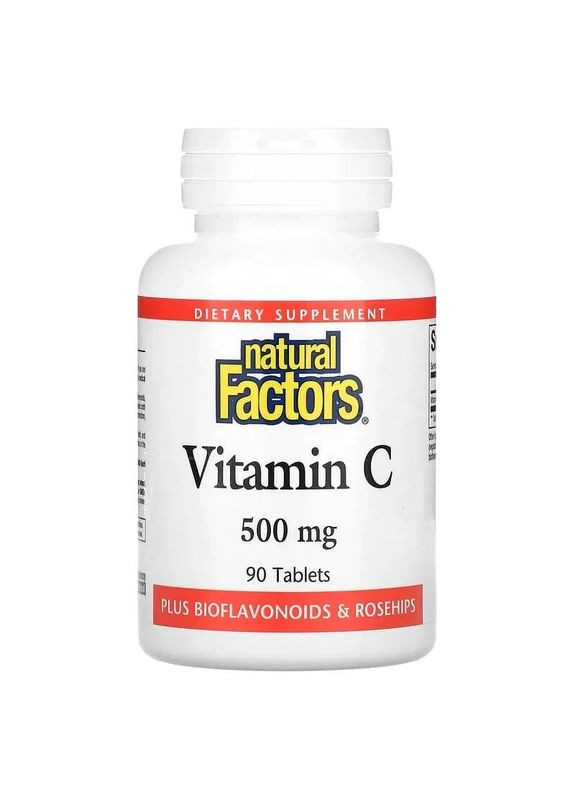 Витамин C Vitamin C with Bioflavonoids & Rosehips 500 мг 90 таблеток Natural Factors (364357371)