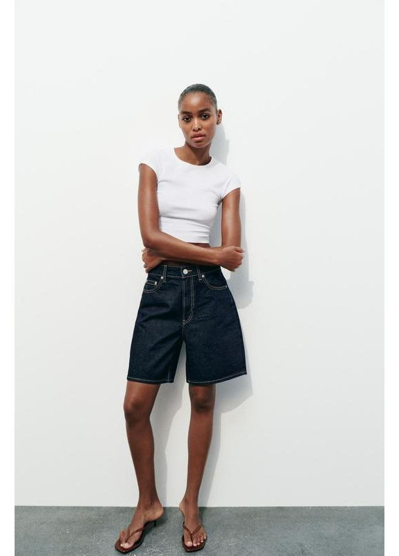 Джинсові шорти з середньою посадкою Zara (346600206)