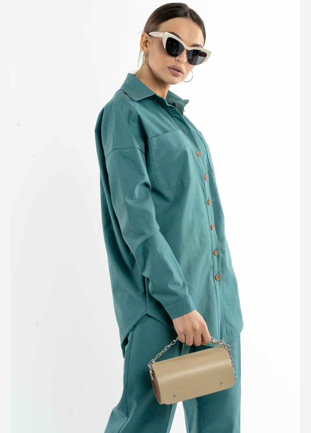 Бирюзовая повседневный рубашка RiMari