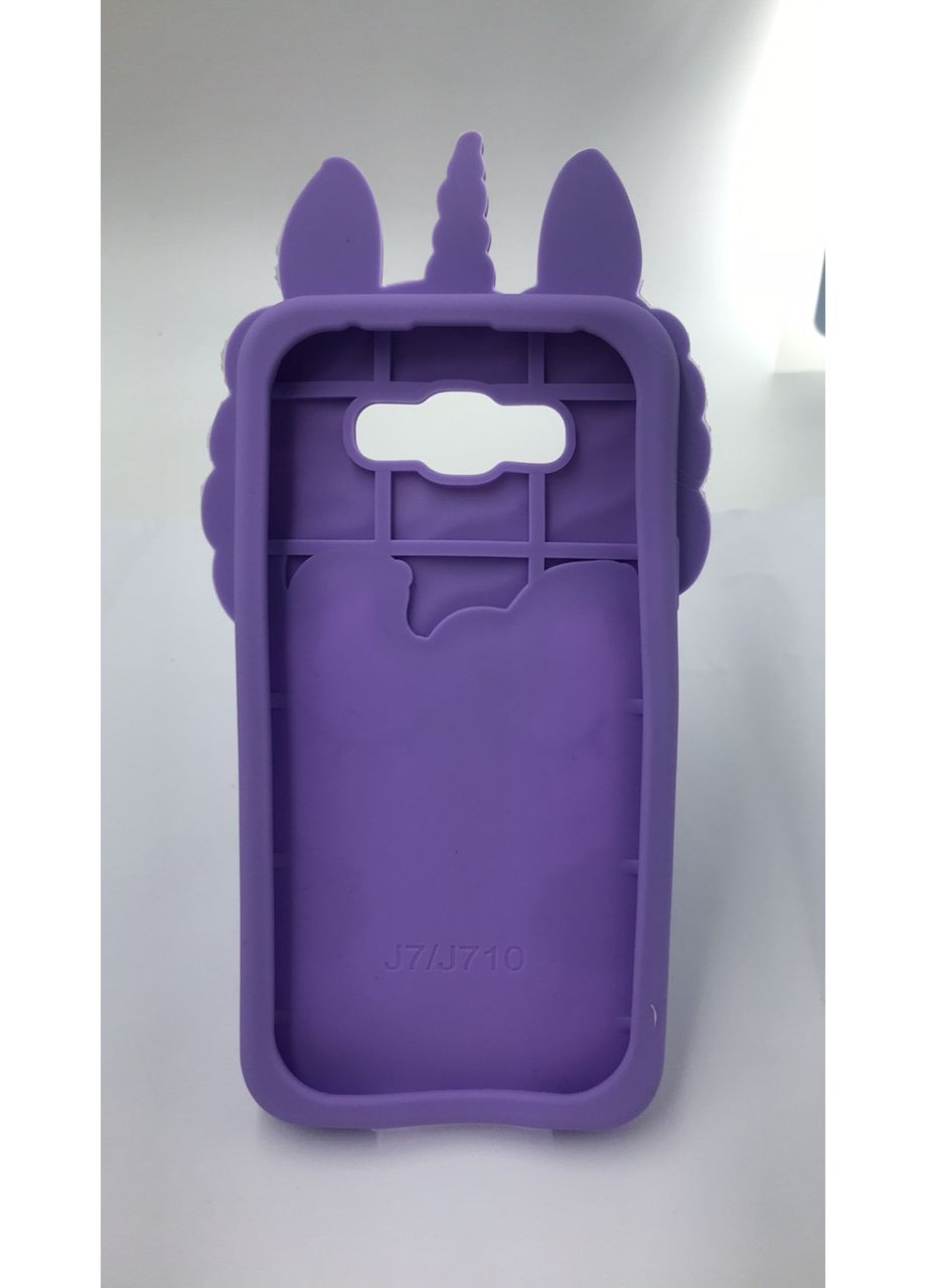 Силіконовий чохол 3D Case з рухливими блискітками на SAMSUNG Galaxy J7 Єдиноріг Фіолетовий Creative (359484040)